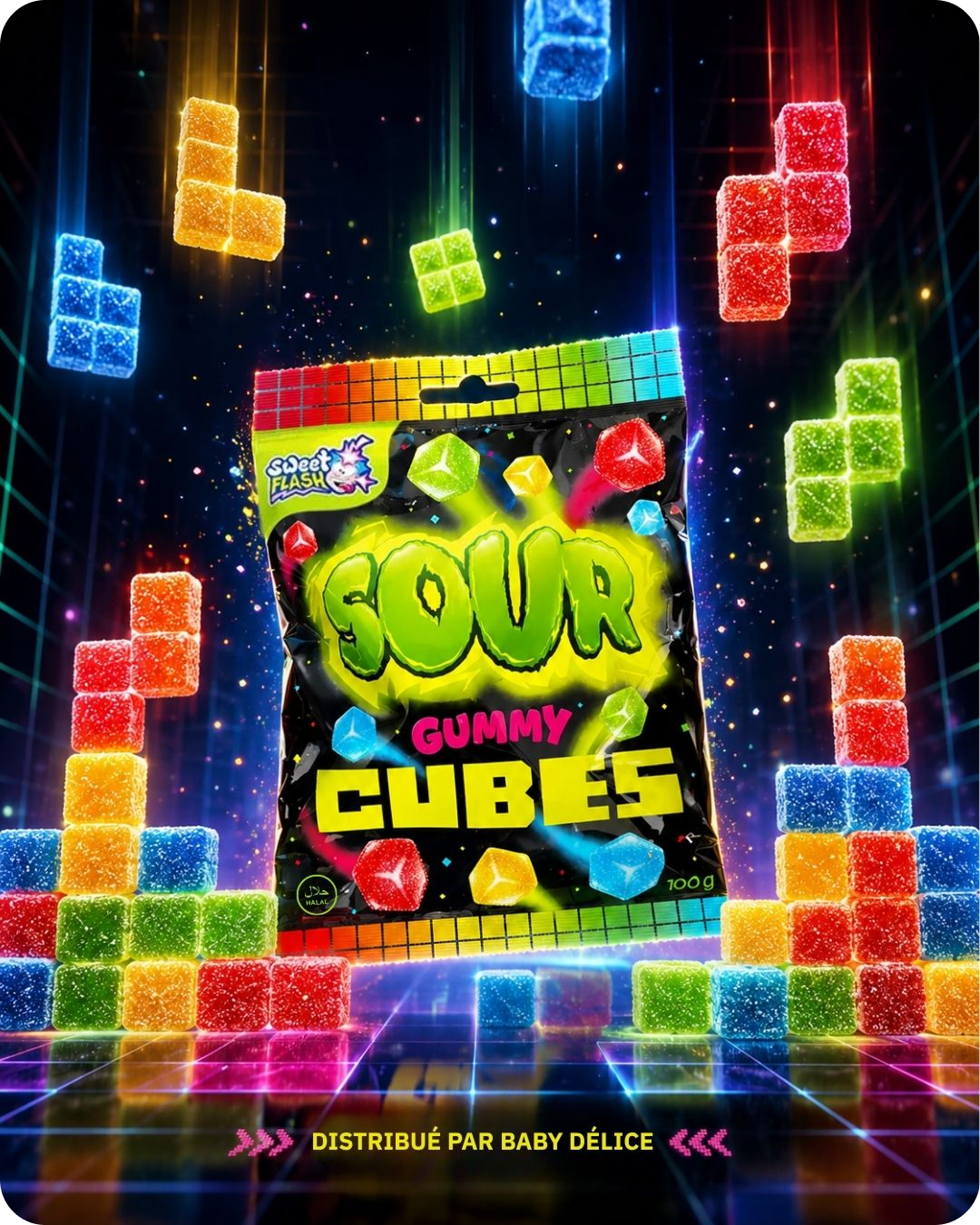 Sour Gummy Cubes - Sweet Flash